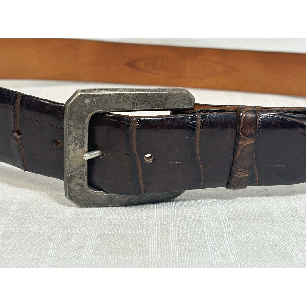 Magnus 2.6oz Sterling Silver Santa Fe Heart Line Belt Buckle ALLIGATOR CROC BELT